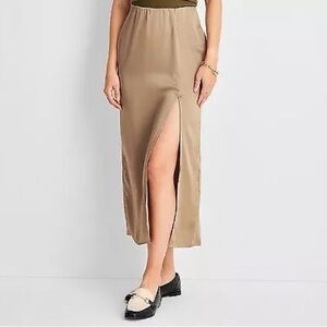 NWT Women's A-Line Maxi Slip Skirt - A New Day Tan M